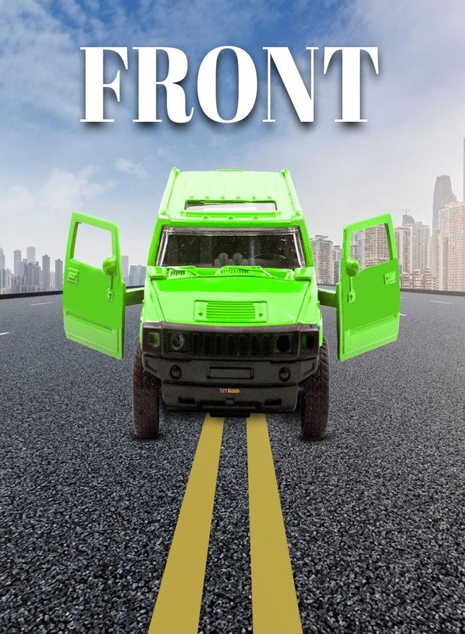 Toy Cloud DieCast Model Cars Hummer Metal Car for Kids Pull Back Action Opening Doors Toy Cars for Boys 5-8 Years - Green - Image 4